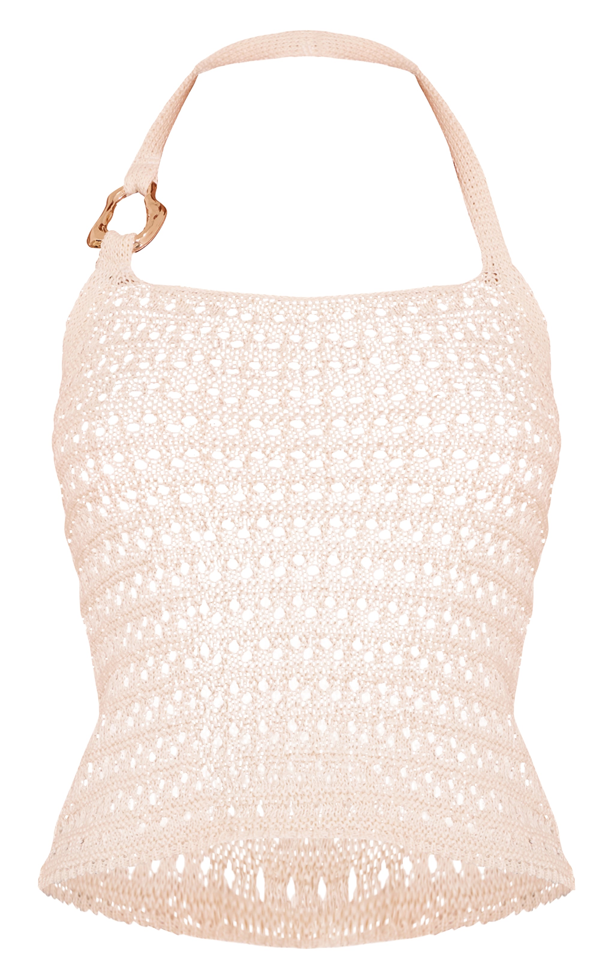 Cream Crochet Trim Detail Halter Top image 5