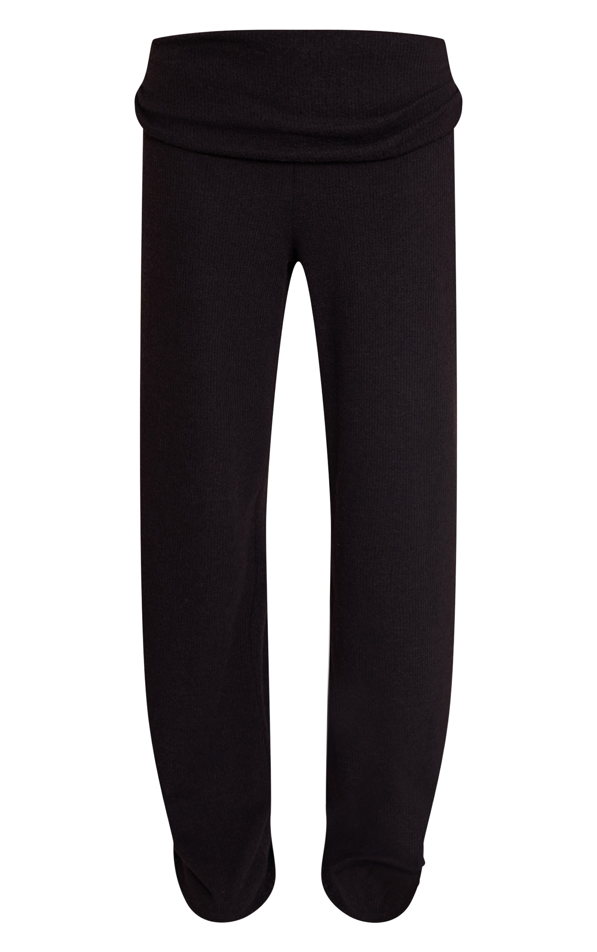 Pantalon droit en effet laine noir à détail replié image 5