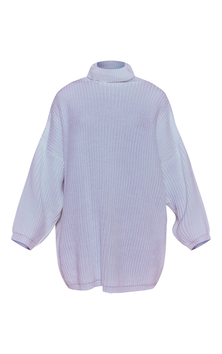 White Roll Neck Knit Jumper Dress image 5