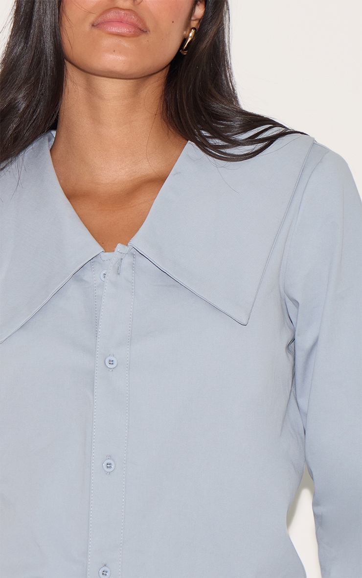 Blue Large Collar Shirt image 4