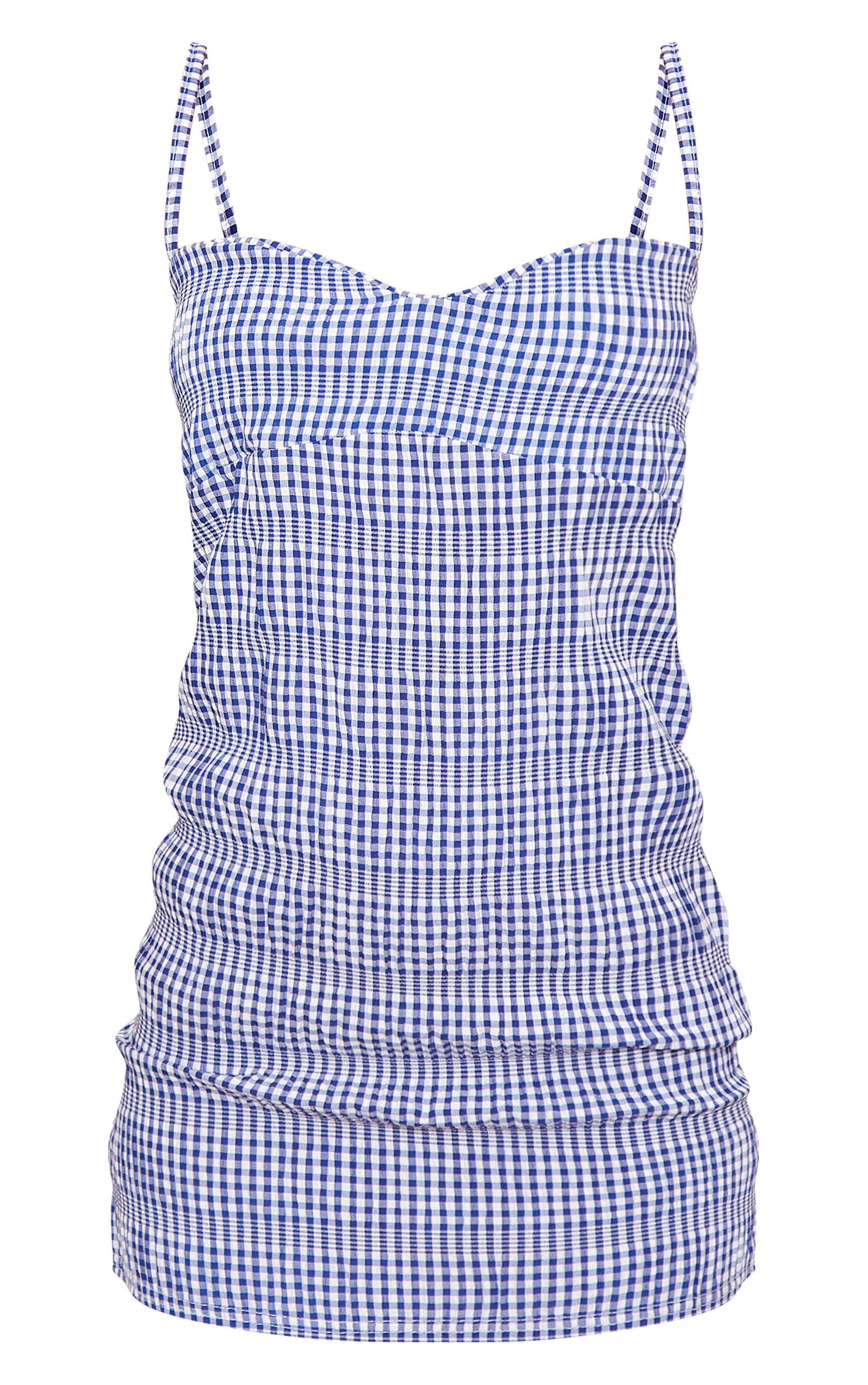 Blue Check Strappy Shift Dress image 5