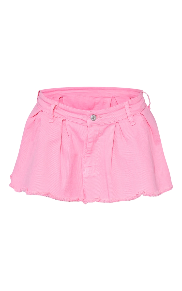 Pink Denim Micro Mini Pleated Skirt image 6