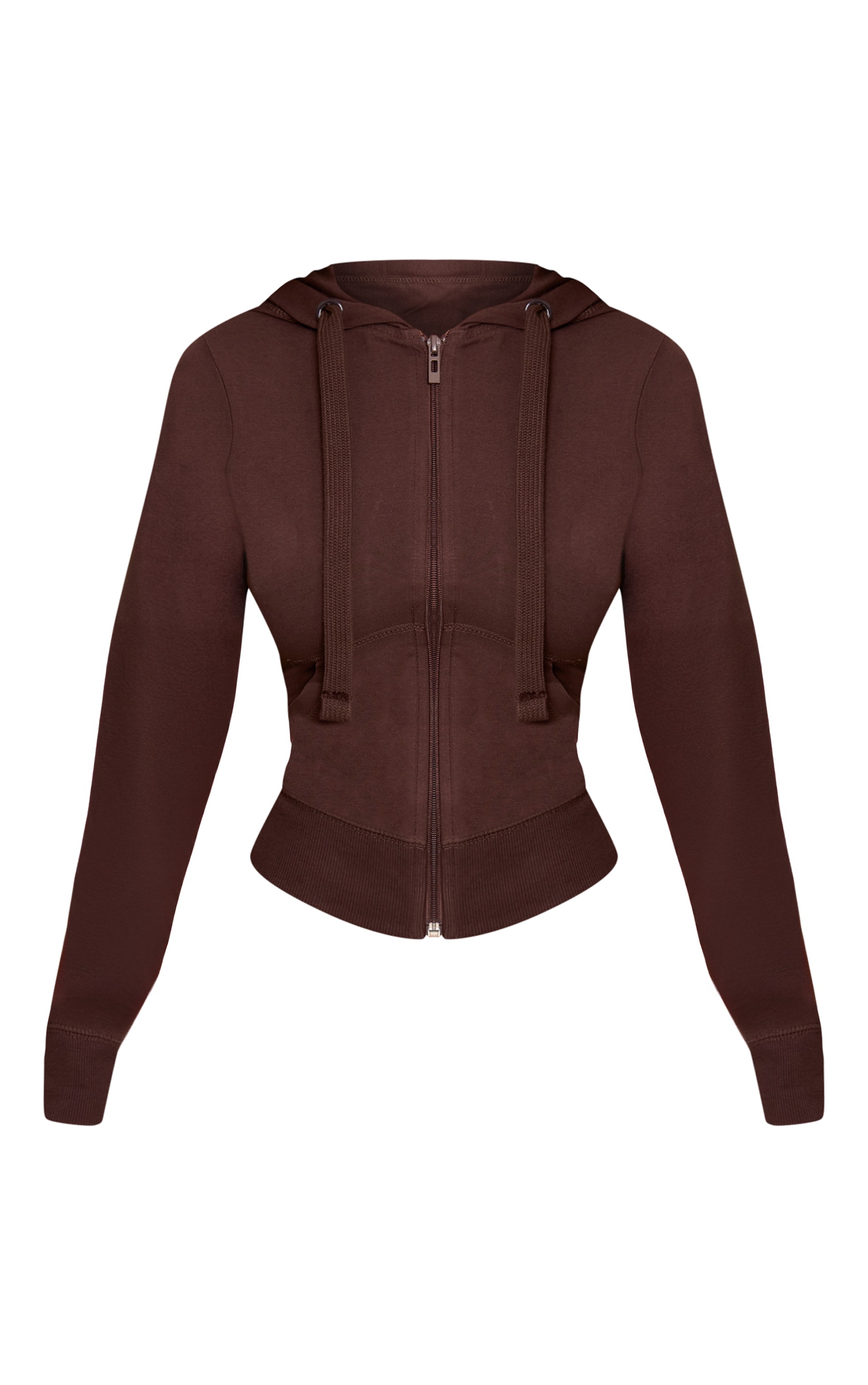 Petite Deep Chocolate Zip Up Fitted Track Top image 5