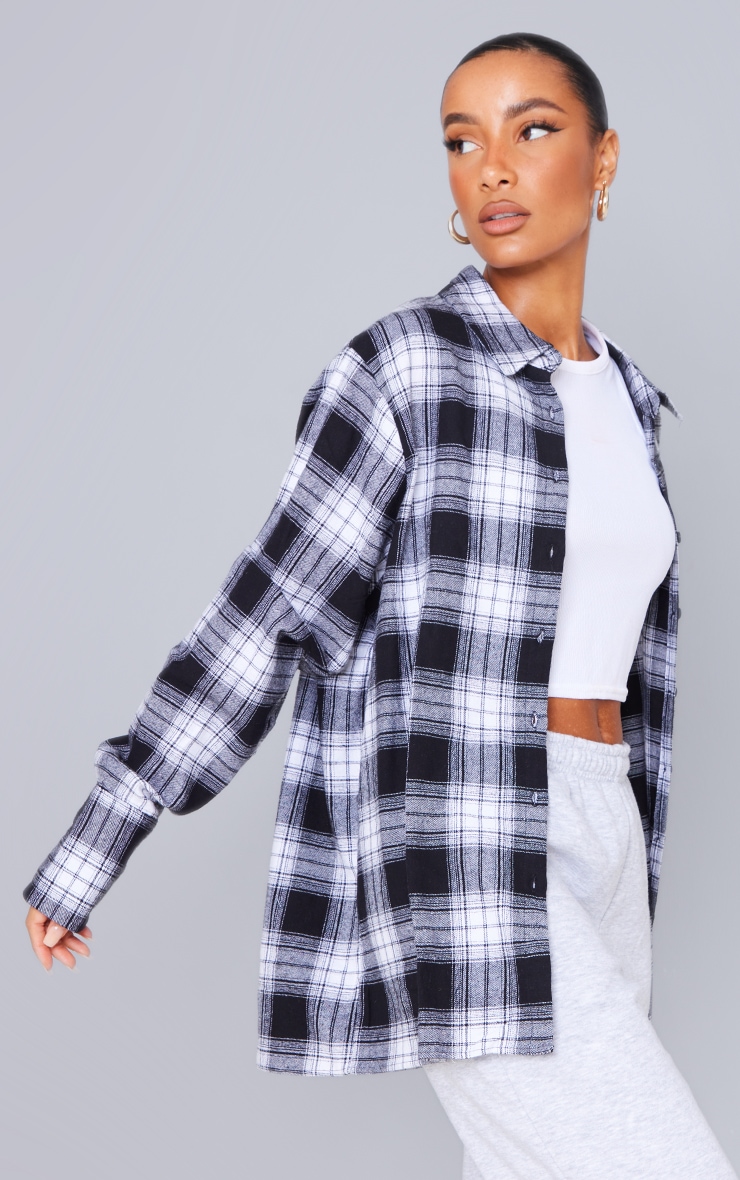 Black Oversized Checked Shirt image 3