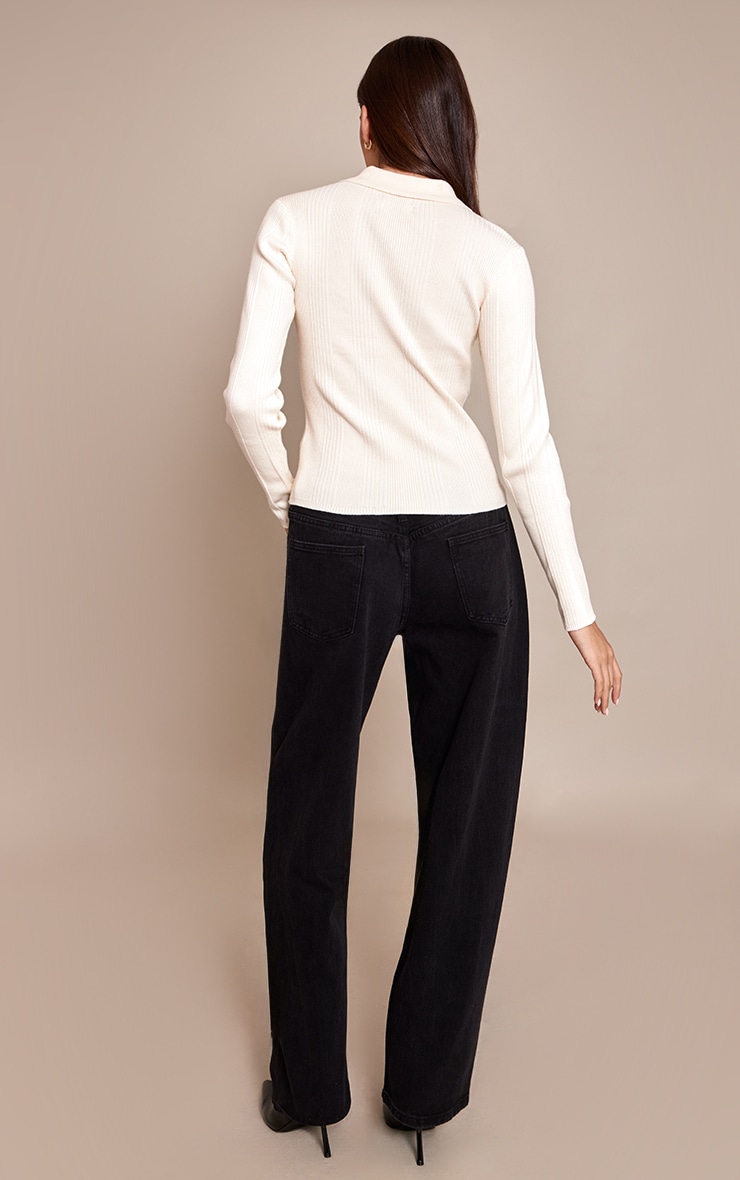 Washed Black Dipped Back Style Boyfriend Jeans image 3