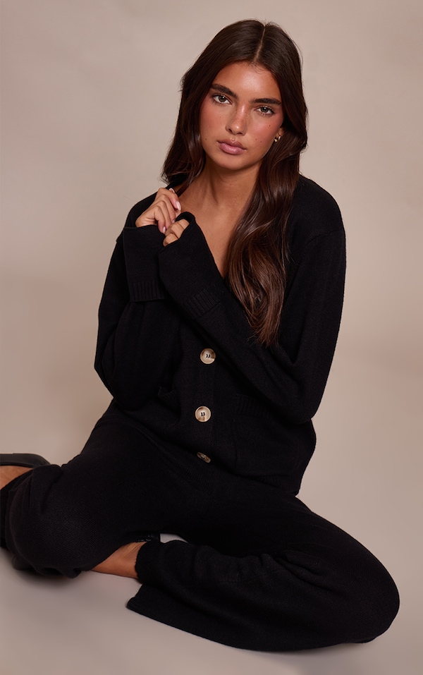 Black turn back cuff cardigan