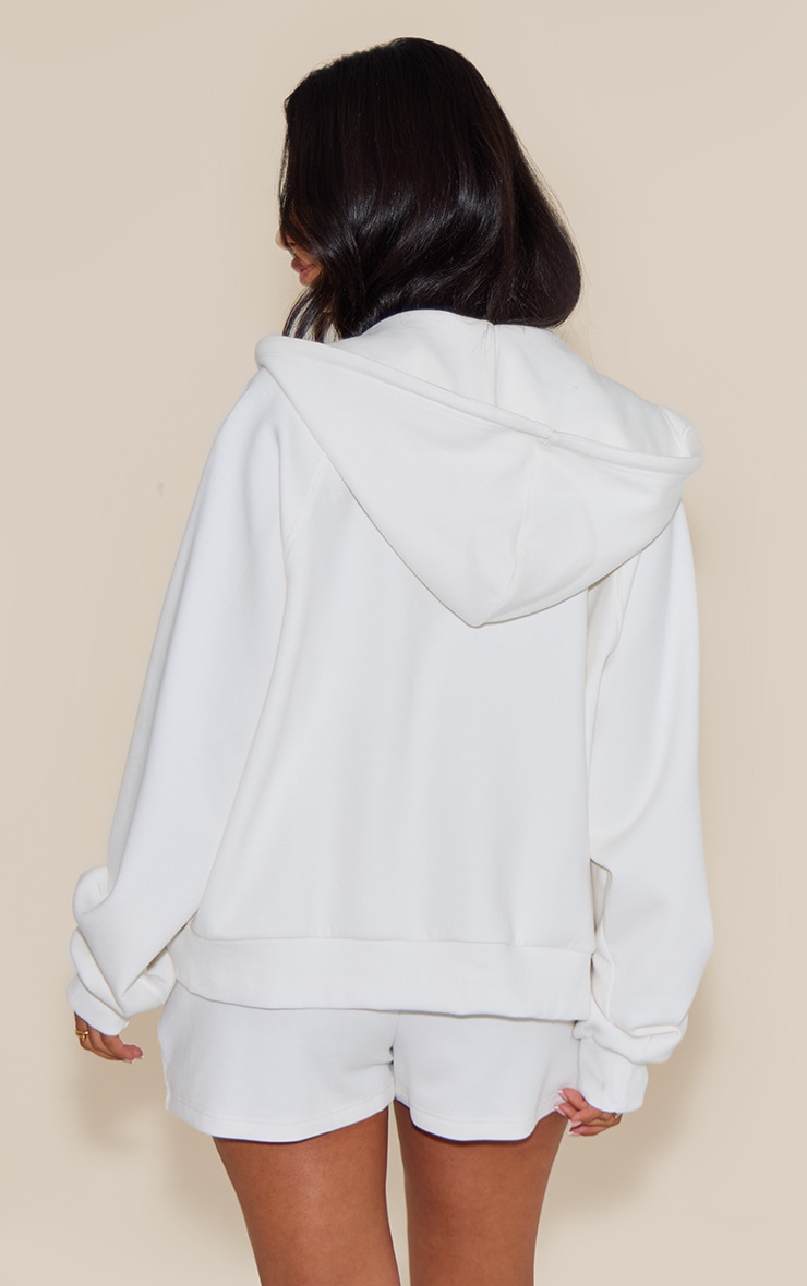 Petite Cream Zip Up Hooded Sweatshirt image 2