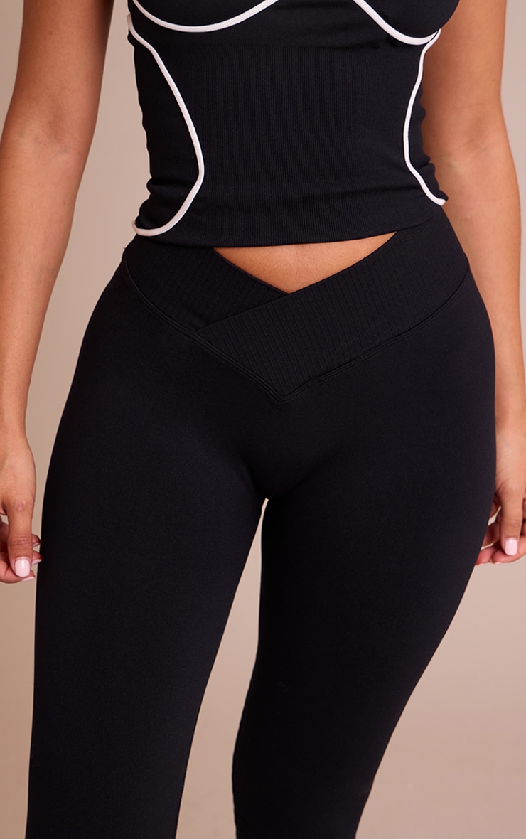 Petite Black Seamless Marl Cross Front Legging image 4