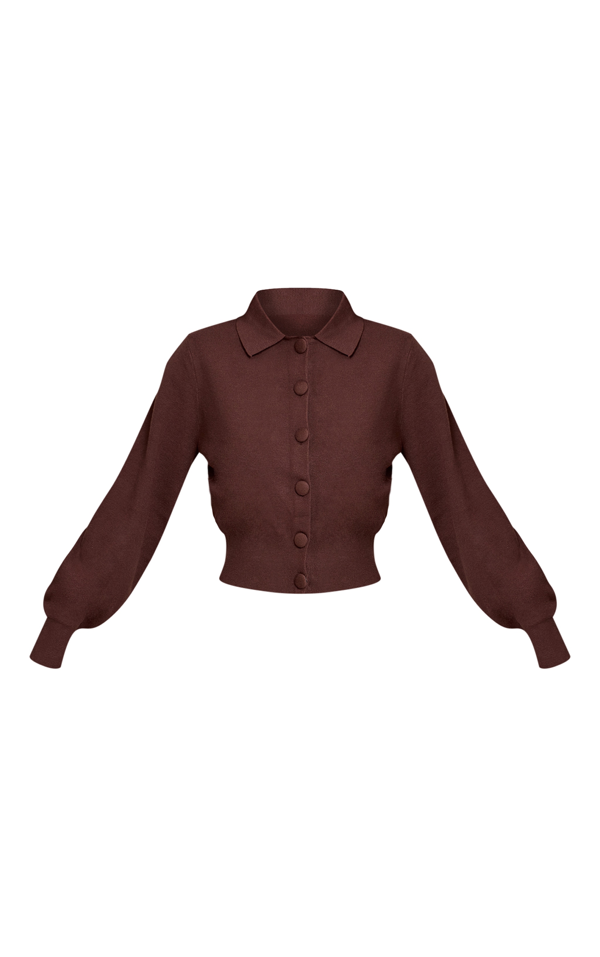 Brown Compact Knit Fabric Covered Button Cardigan image 5