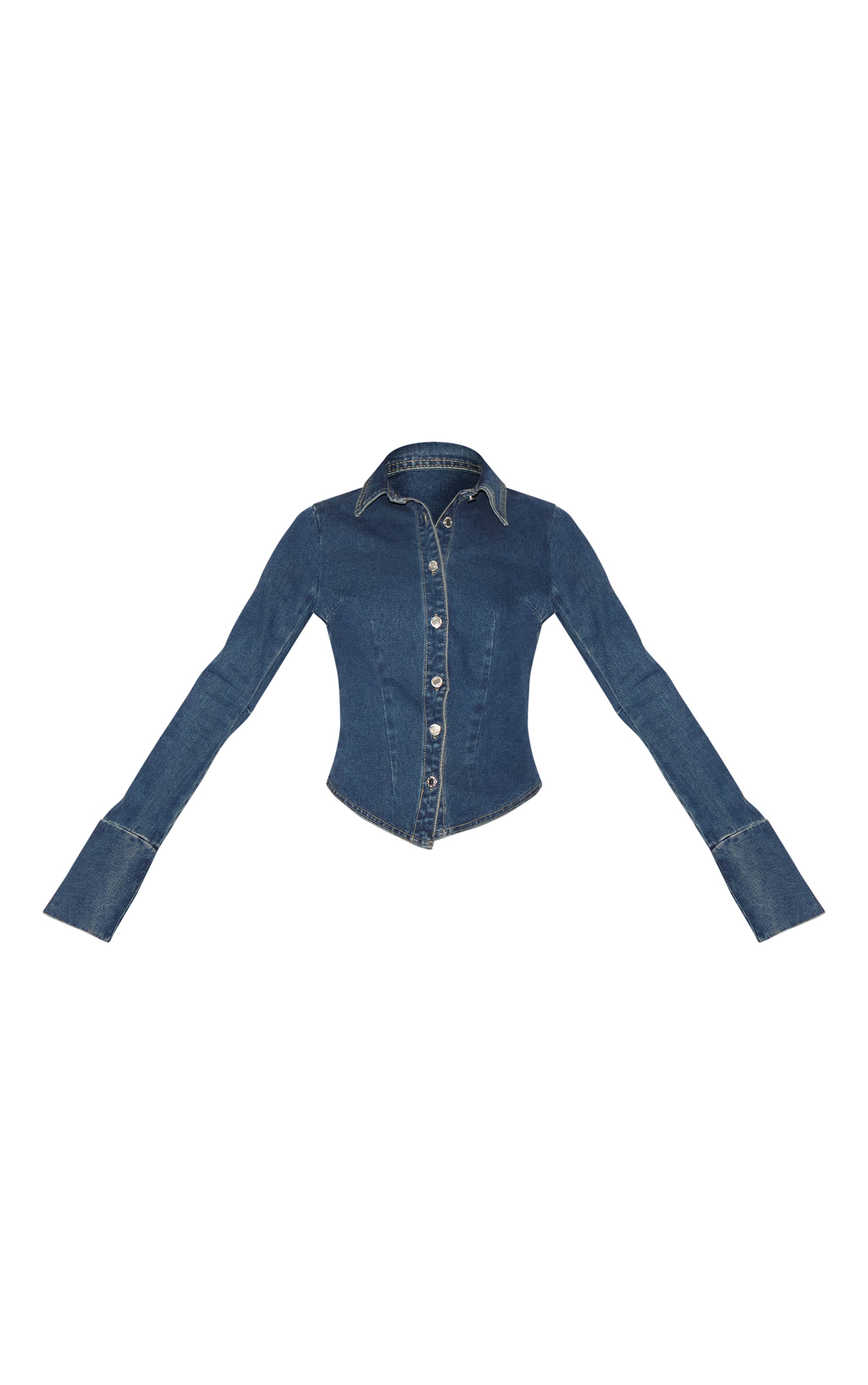 Tall Dark Indigo Cinched Long Sleeve Denim Jacket image 5