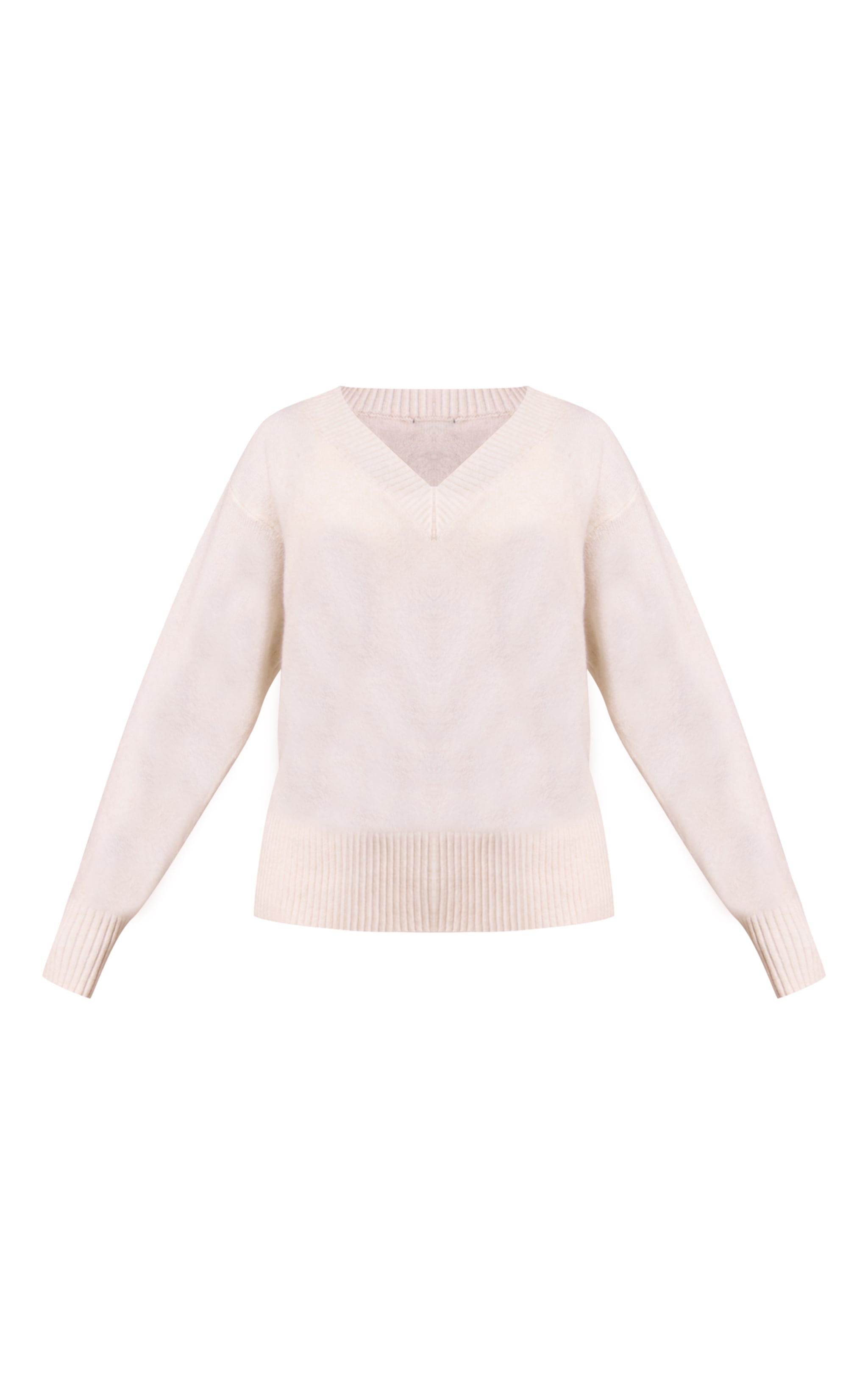 Petite Cream Knit V-neck Sweater image 5