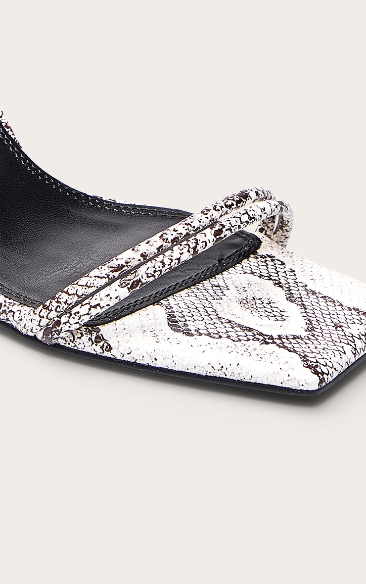 Grey Snake Tube Strap Square Toe Slim Block Heeled Sandal image 5