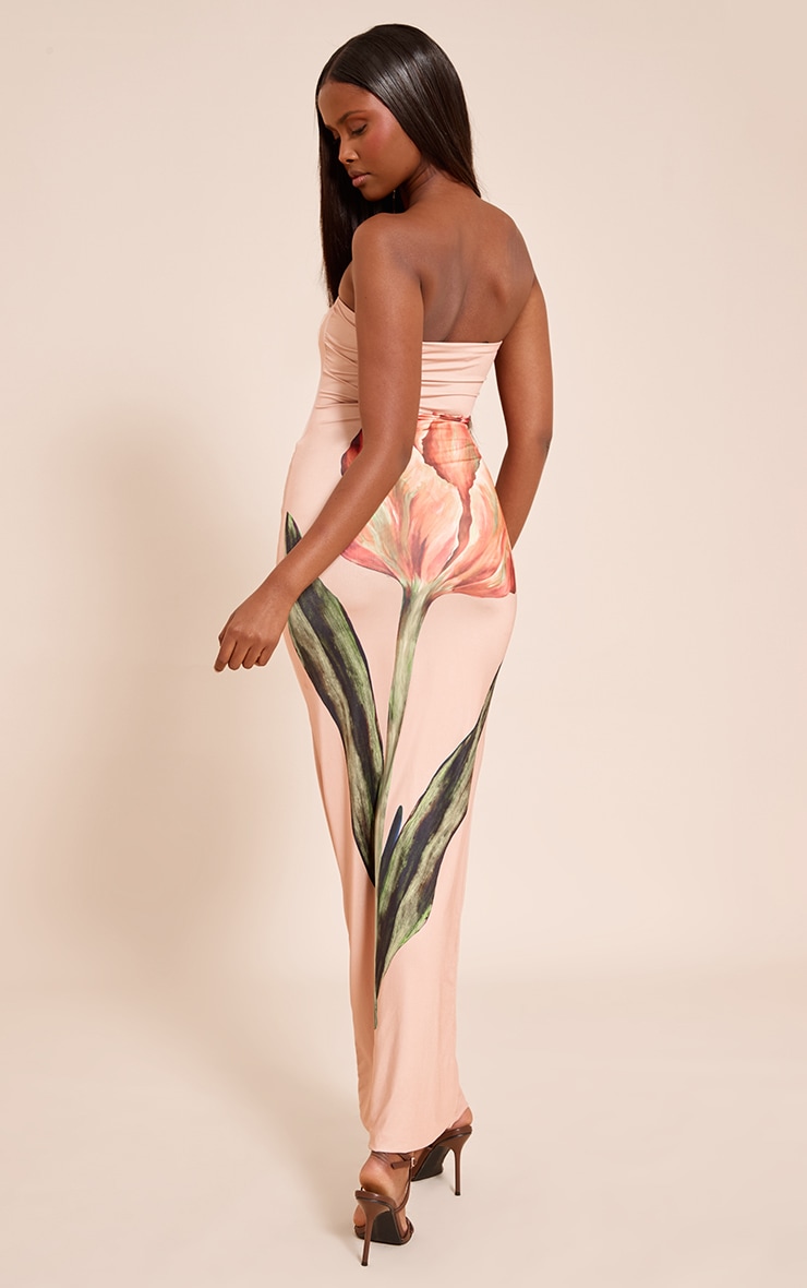 Stone Oversized Floral Print Bandeau Maxi Dress image 2