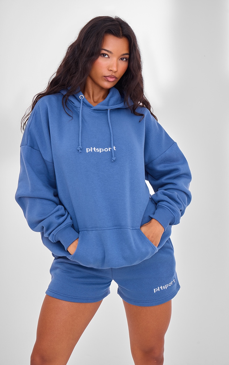 PLT Sport Hoodie oversize bleu acier brodé image 4