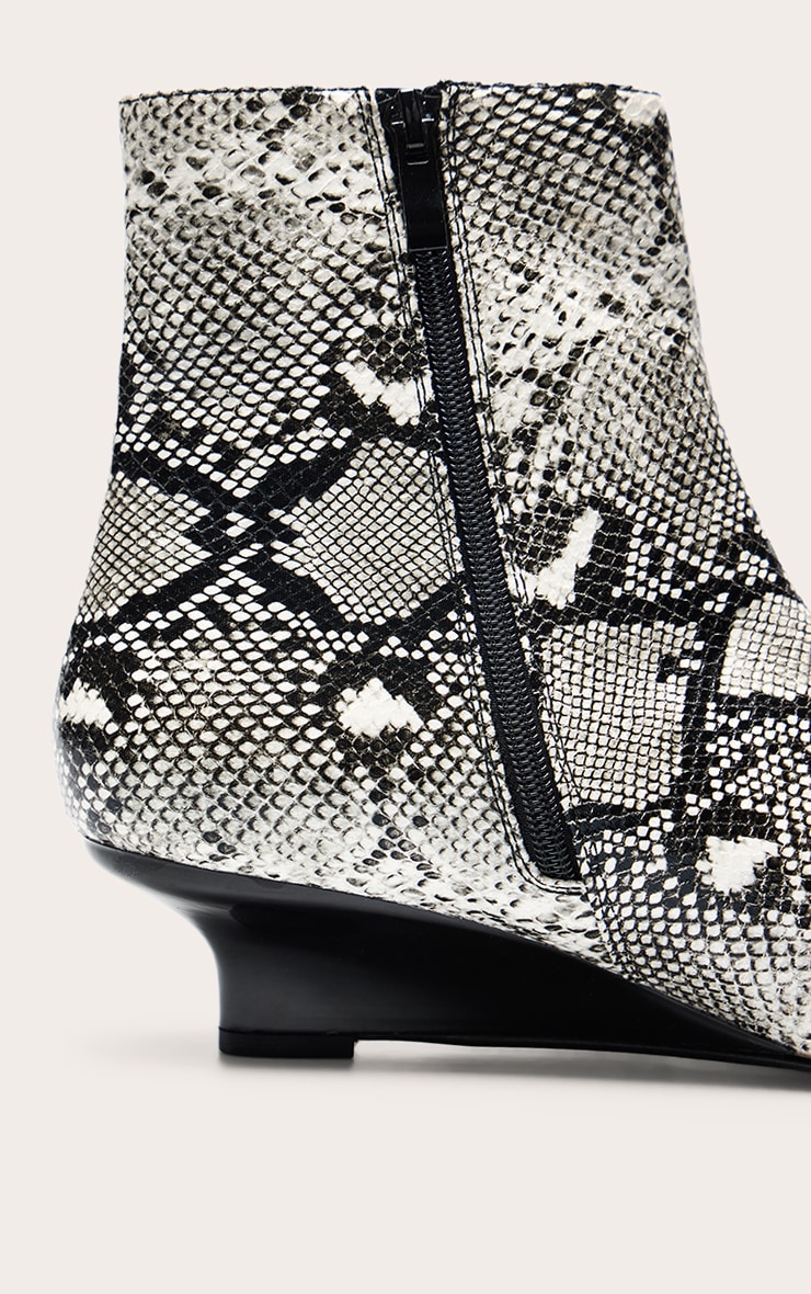Grey Snake PU Kitten Wedge Ankle Boots image 5