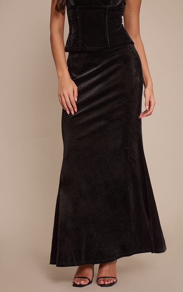 Black Velvet Floaty Maxi Skirt image 2