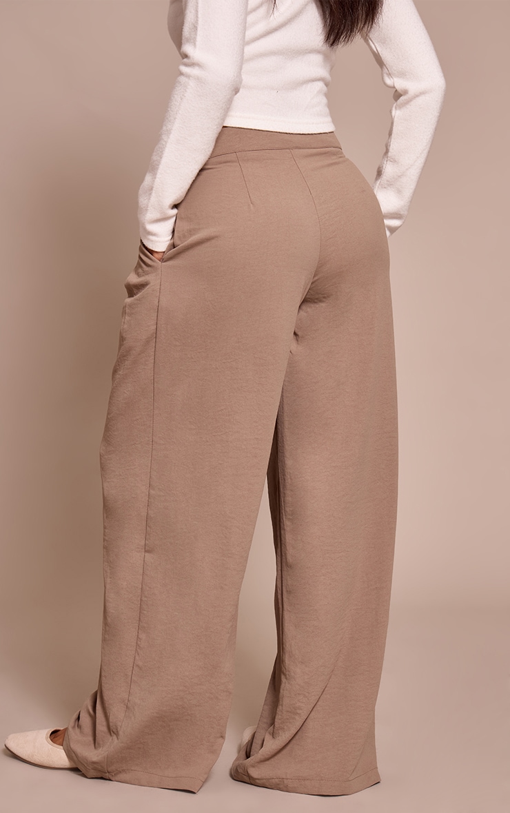 Petite Pantalon large tissé gris champignon à double plissures image 3