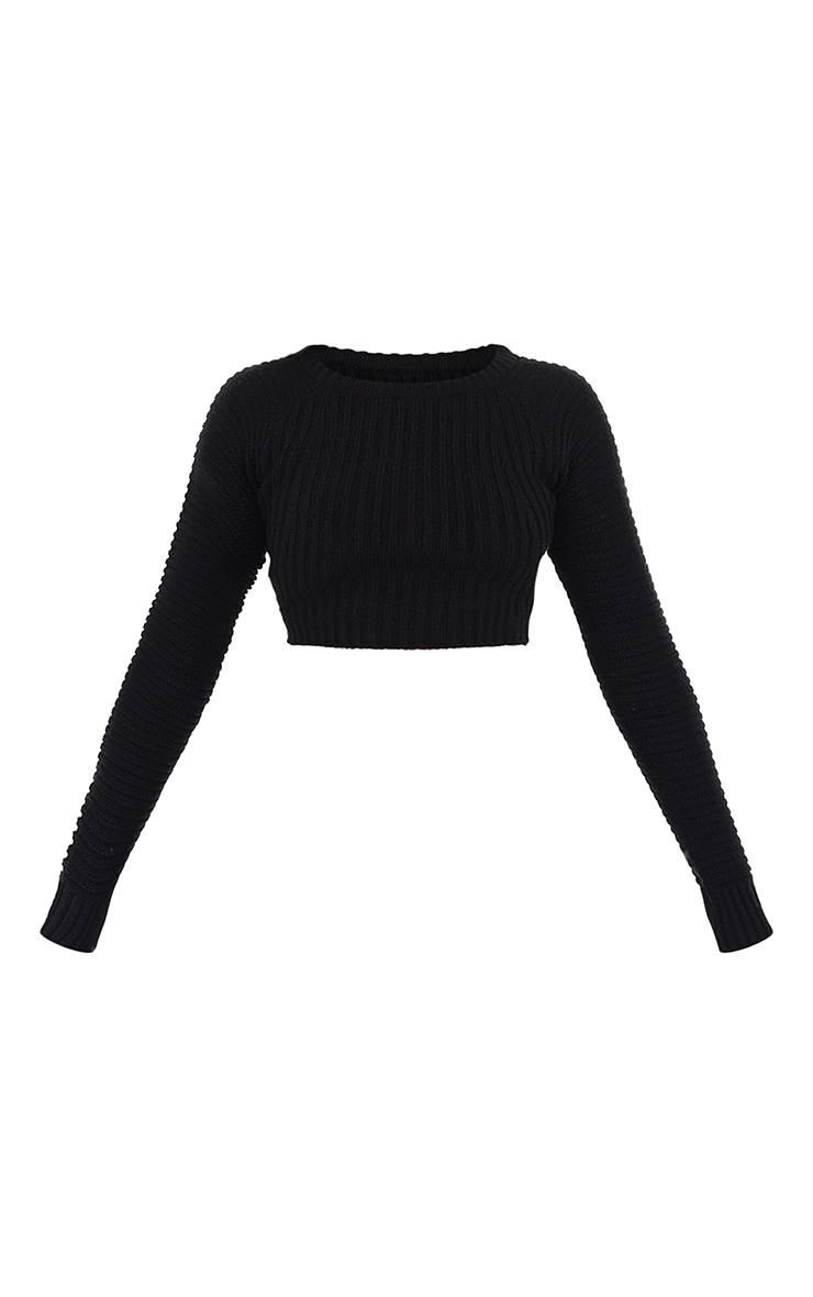 Petite Black Cropped Rib Knit Sweater image 5