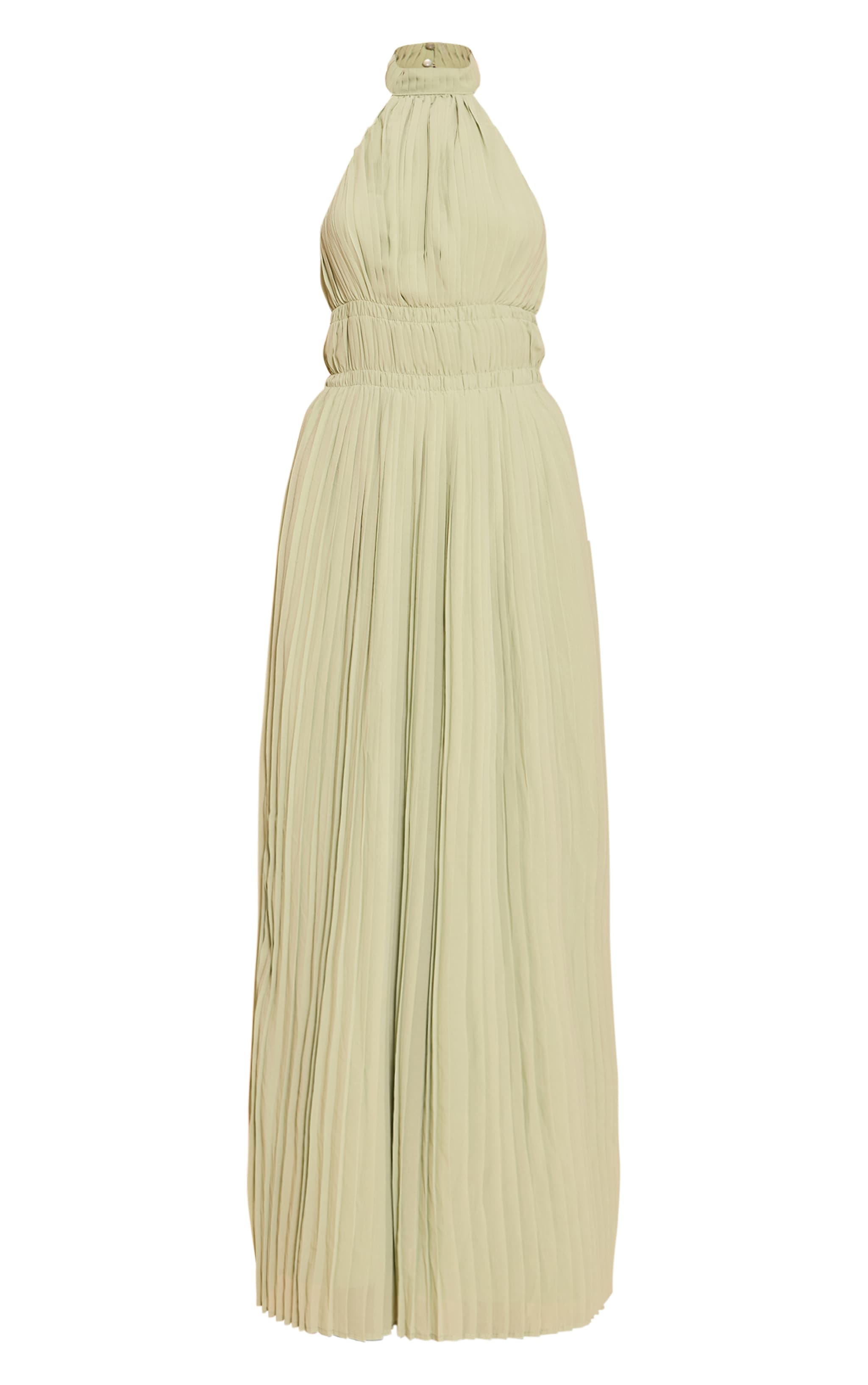 Sage Extreme Pleated High Neck Sleeveless Maxi Dress image 5