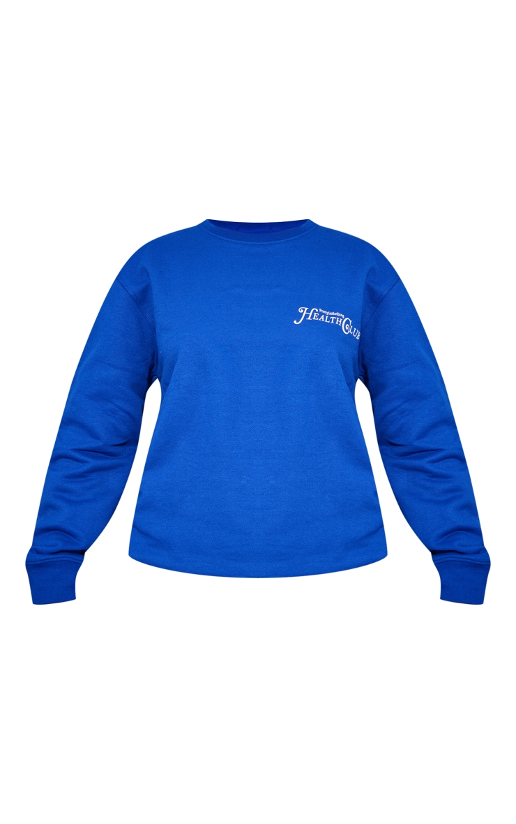 Prettylittlething Blue Health Club Sweatshirt PrettyLittleThing USA