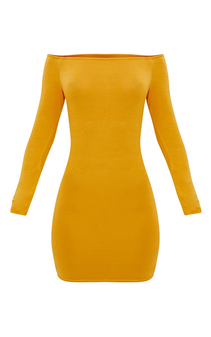 Basic Mustard Bardot Bodycon Dress. Shop the range of Dresses today at