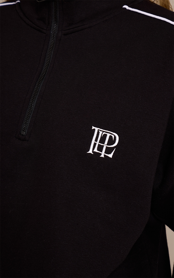 Black PLT Contrast Binding Funnel Neck Zip Sweatshirt image 4