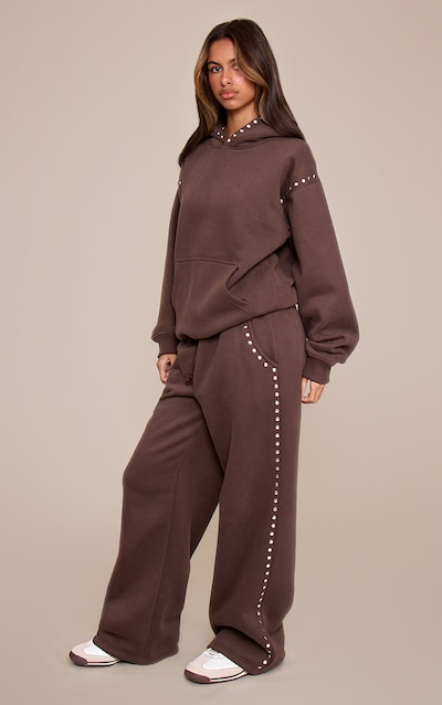 Petite Chocolate Stud Detail Sweatpants