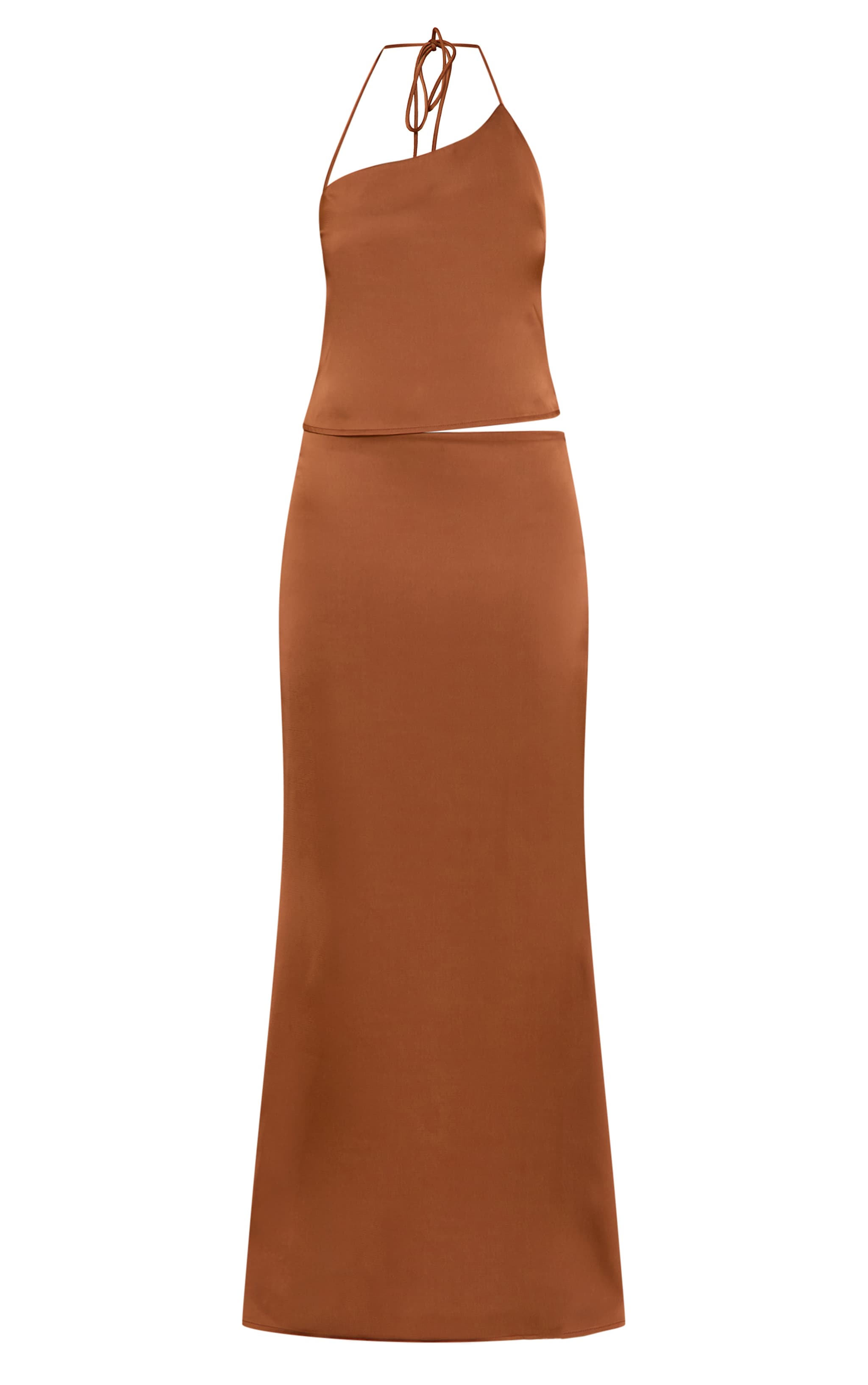 Chocolate Satin Mid Rise Maxi Skirt image 5