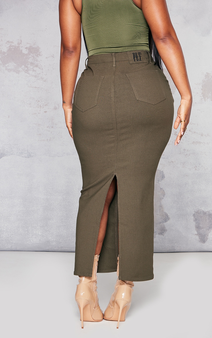  Shape Khaki Denim Disco Midaxi Skirt image 3
