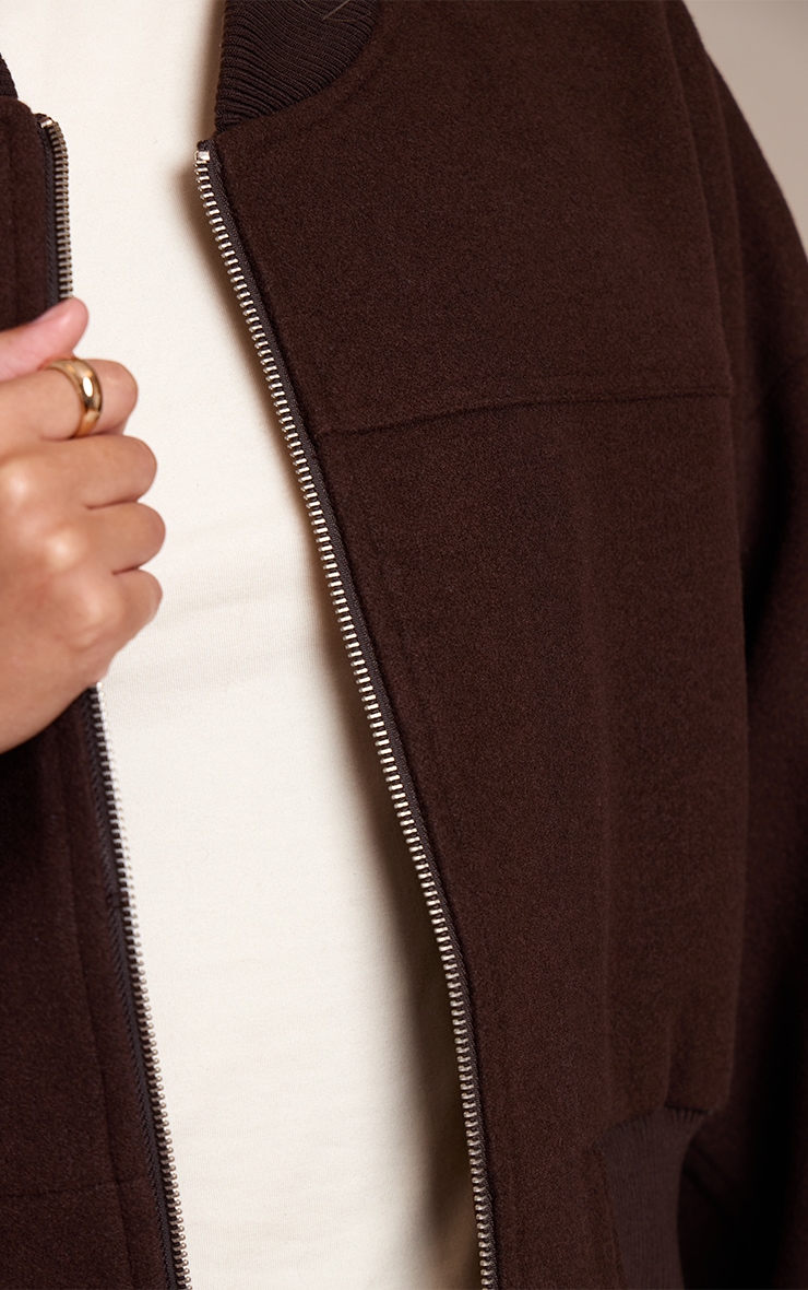 Veste bomber courte à manches froncées chocolat image 4