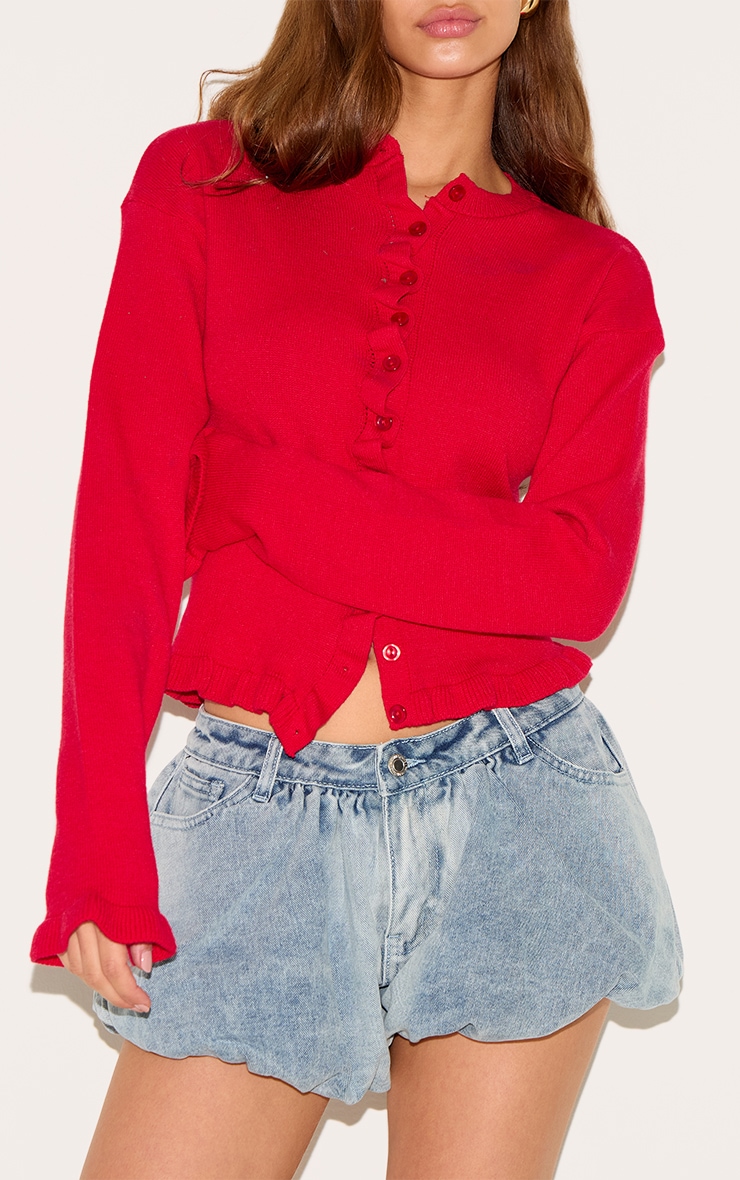 Light Blue Puffball Denim Shorts image 5