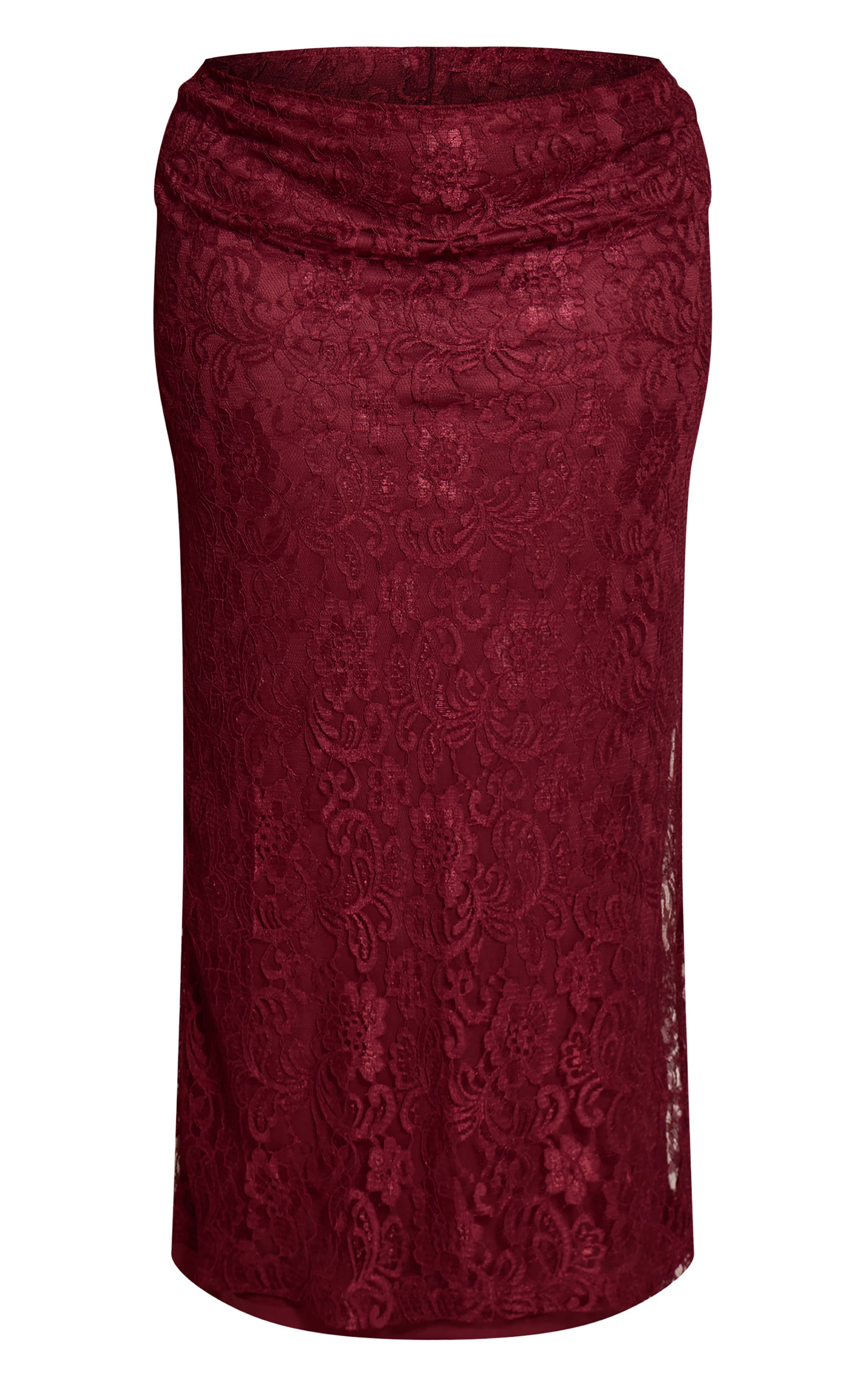 Plus Jupe longue en dentelle rouge vin image 5