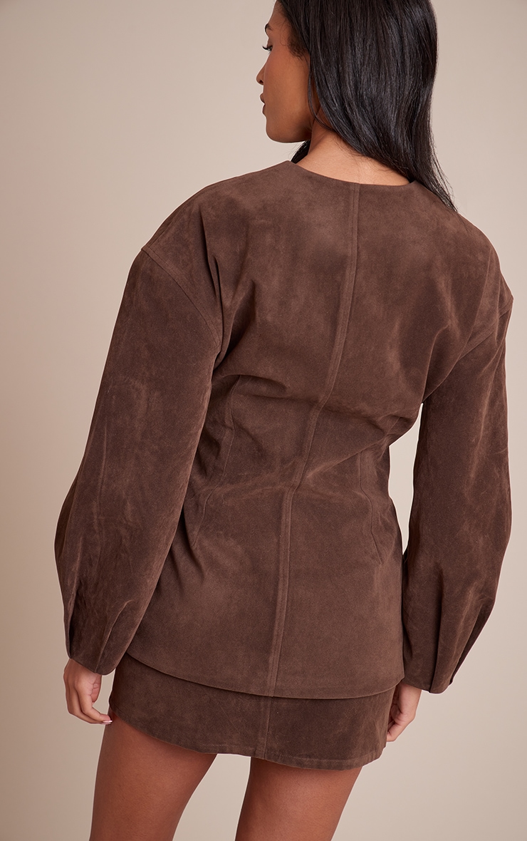 Tall Dark Brown Suede Mini Skirt image 3