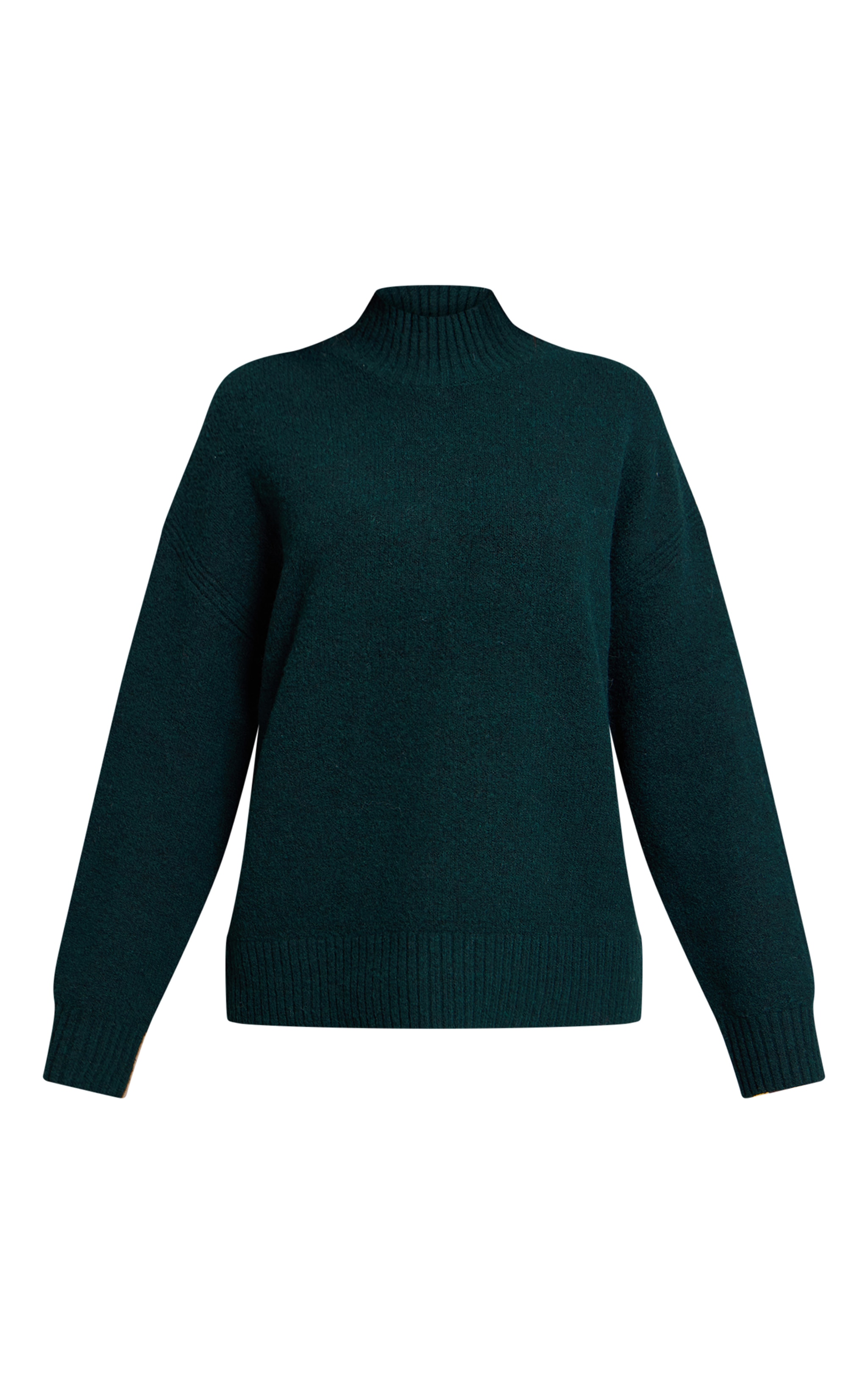 Petite Emerald Knit Oversized Polo Neck Sweater image 5