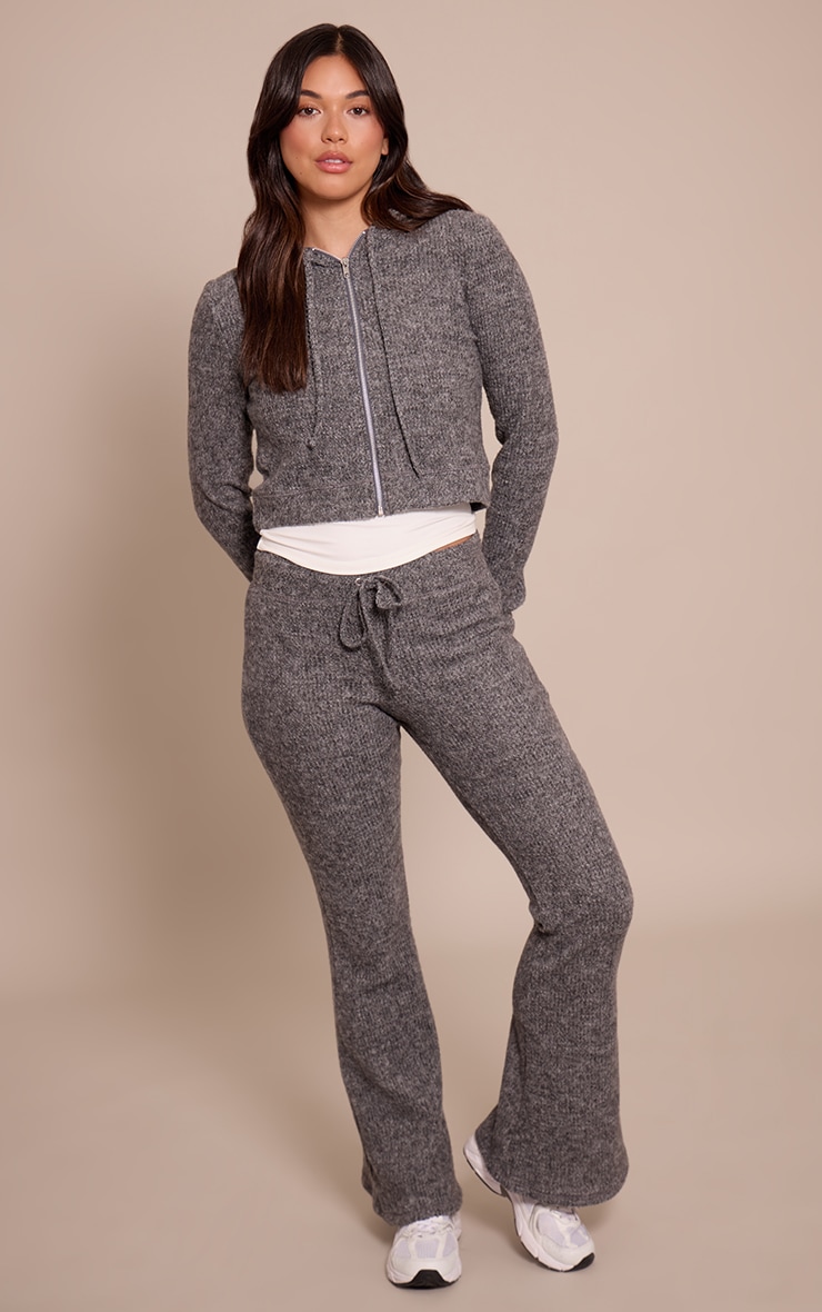 Pantalon skinny flare gauffré côtelé brossé gris anthracite image 1
