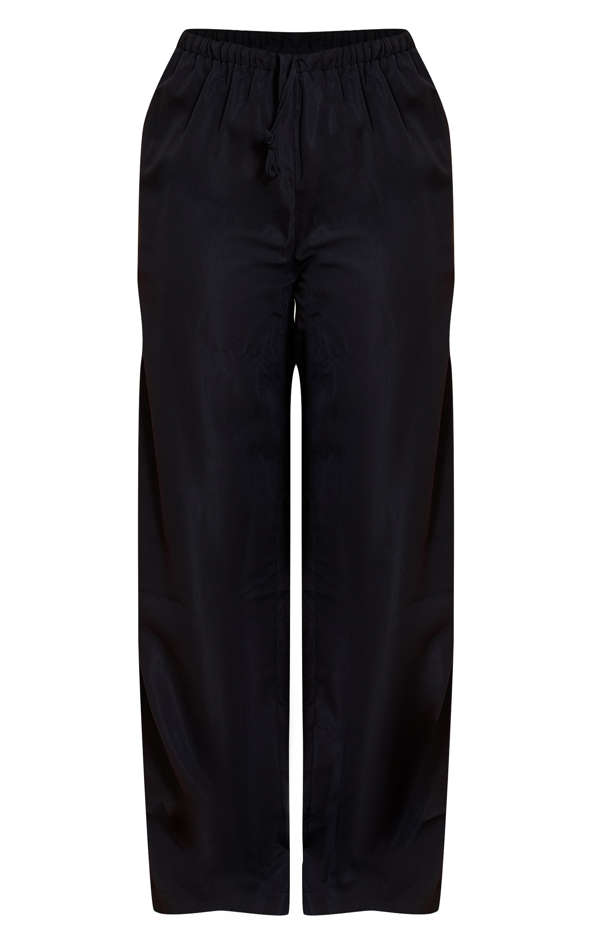Black Tailored Wide Leg Drawstring Pants image 5