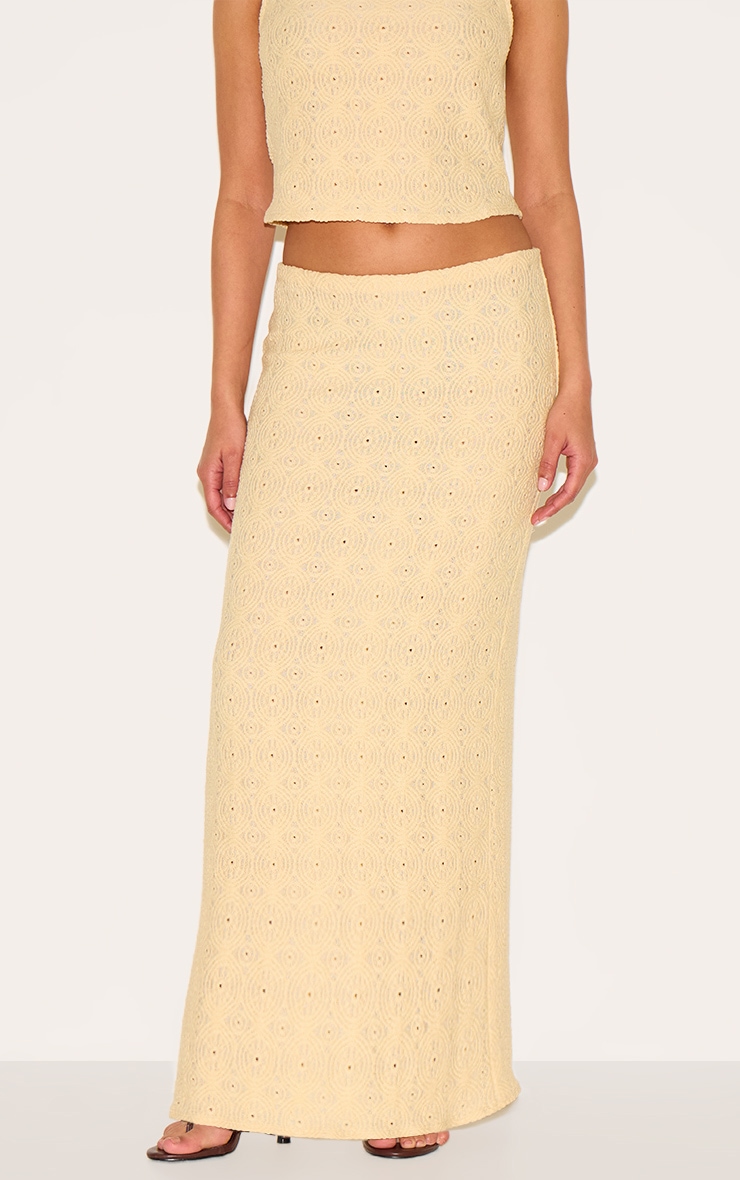 Petite Butter Cream Textured Low Rise Maxi Skirt image 2
