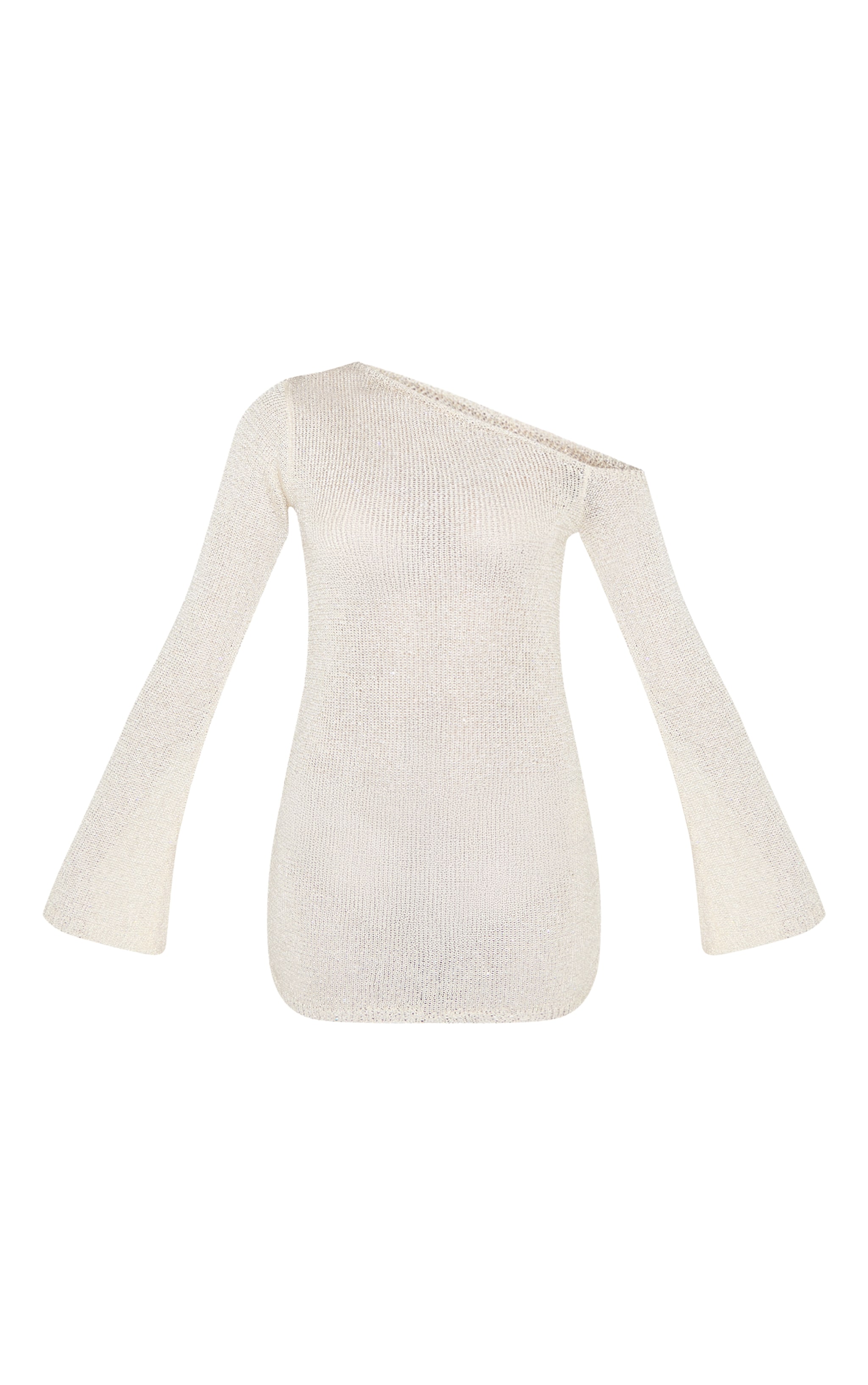 Mini robe écrue à col bardot et sequins image 5