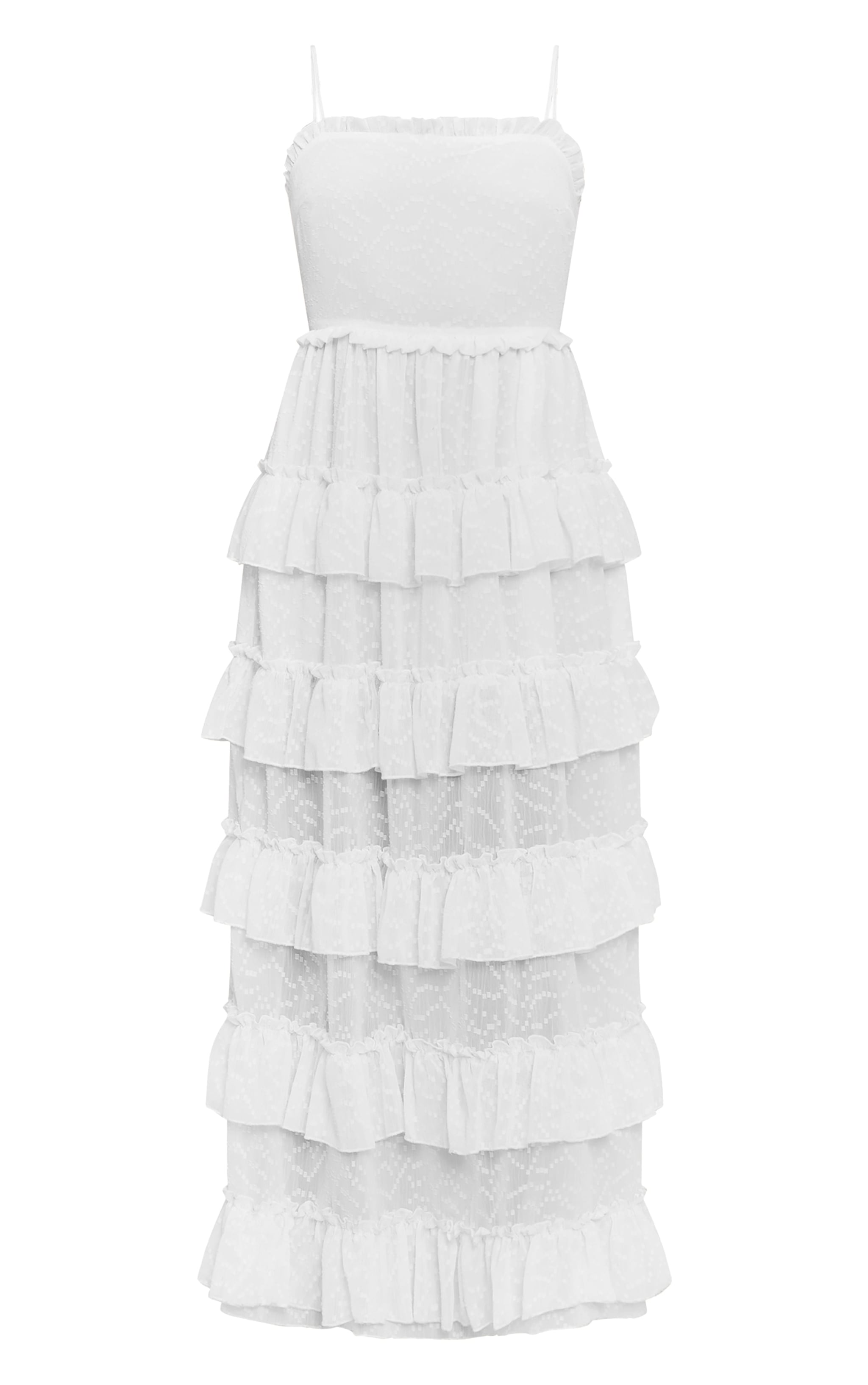 Petite White Frill Textured Tiered Maxi Dress image 5