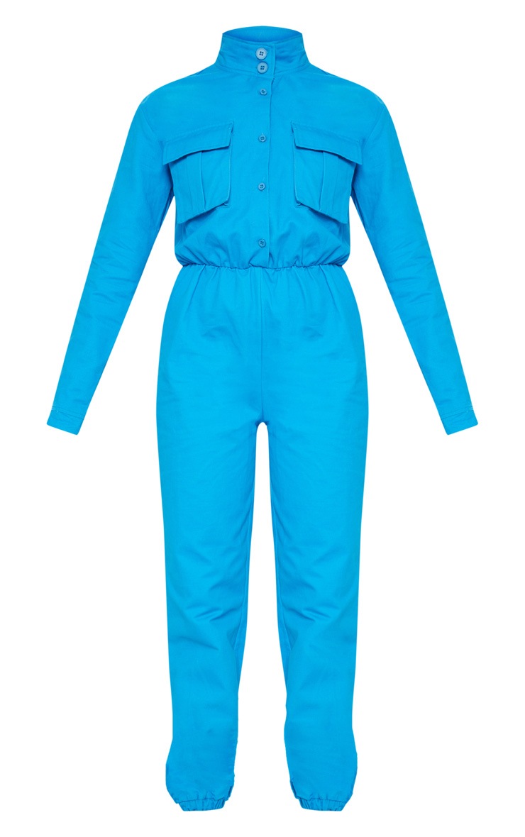 Petite Blue Utility Jogger Jumpsuit Petite PrettyLittleThing