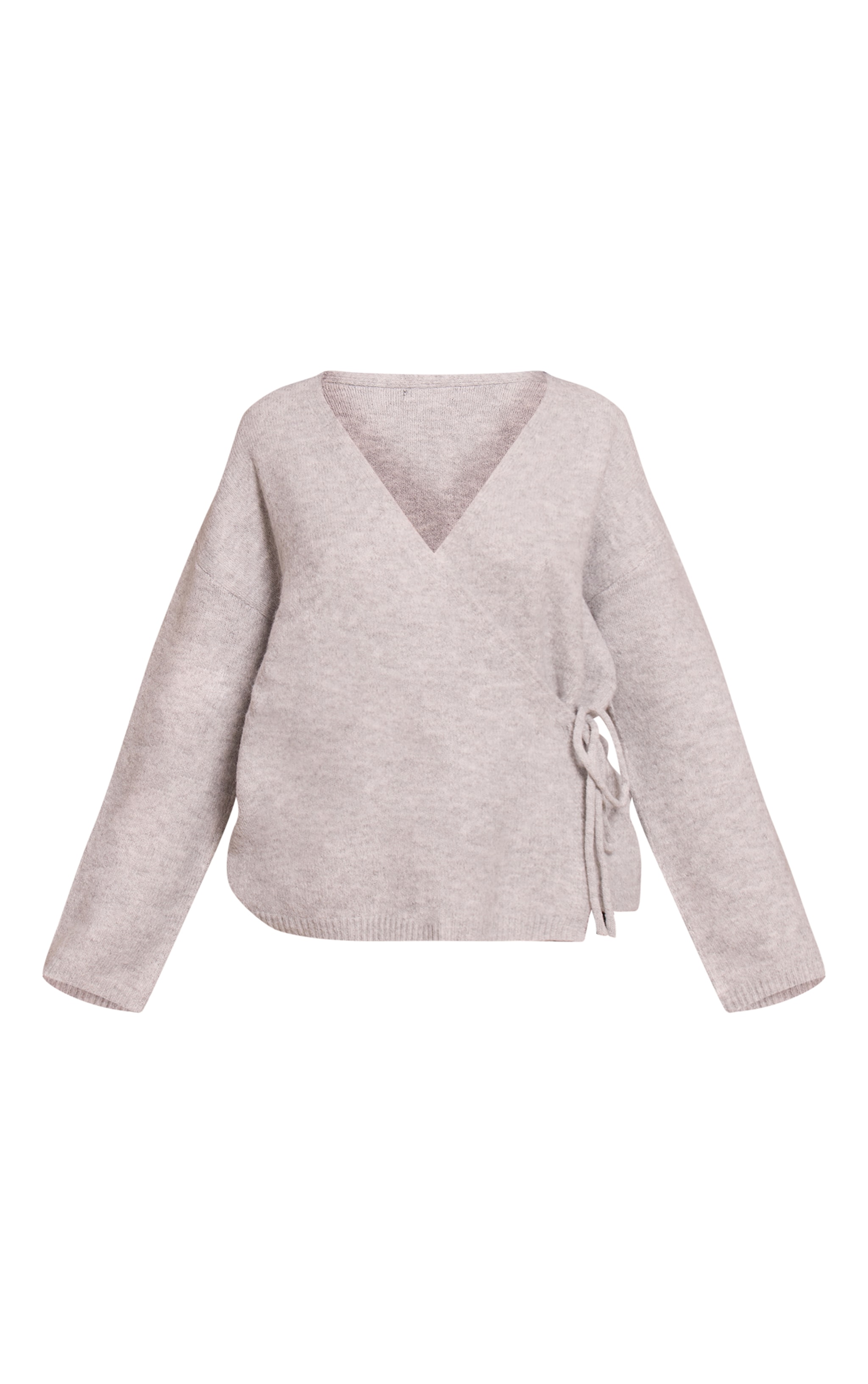 Petite Grey Wrap Tie Side Knitted Sweater image 5