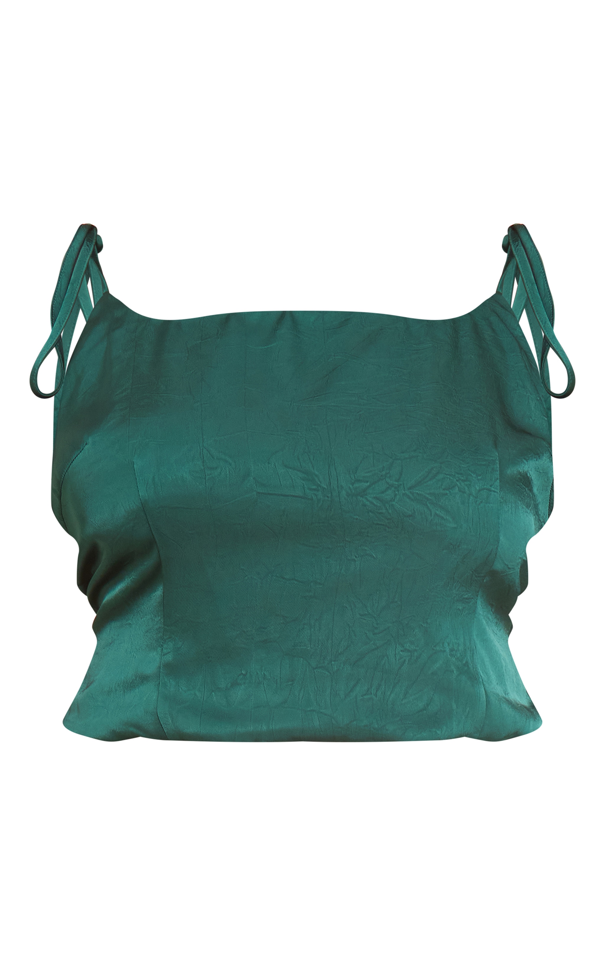 Plus Dark Teal Satin Strappy Ruched Top image 5