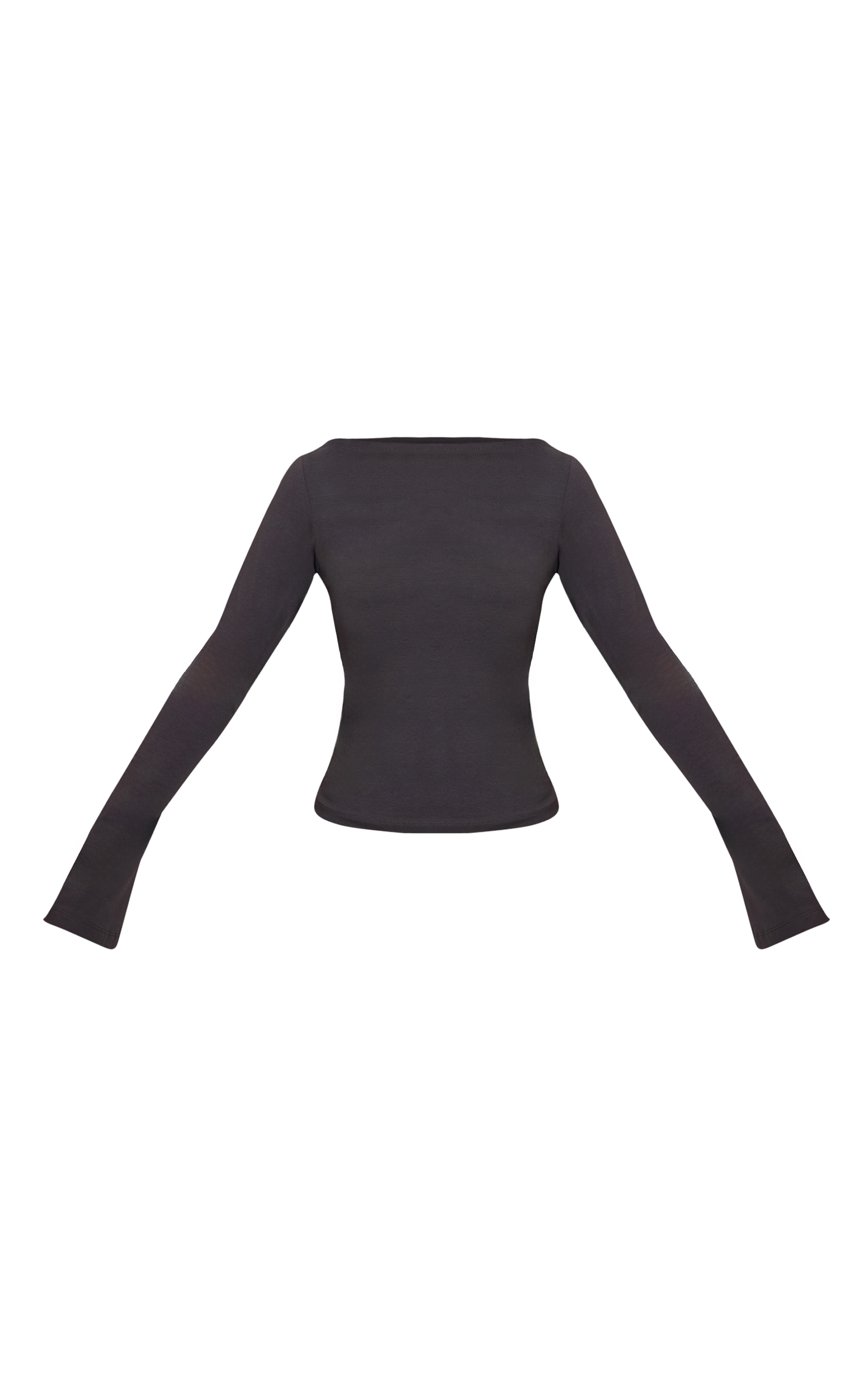 Charcoal Soft Cotton Boat Neck Flared Long Sleeve Top image 5