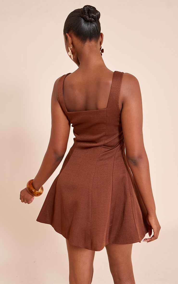 Chocolate Woven Scoop Neck Sleeveless Shift Dress image 2