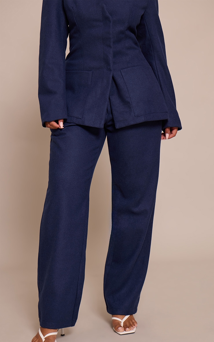 Shape Navy Wool-Look Wide Leg Pants image 2