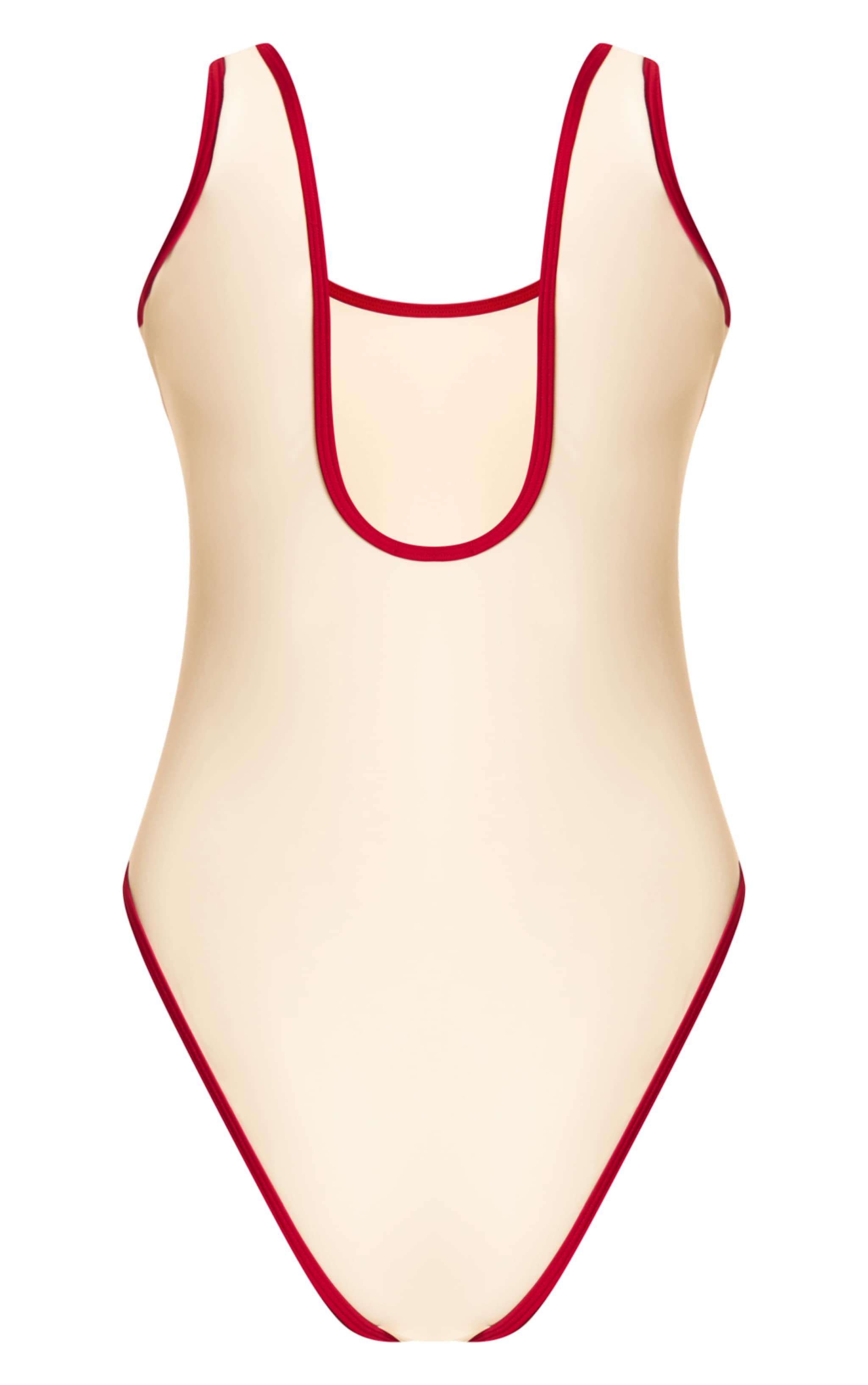 Cream Contrast Binding Scoop Back Swimsuit image 6