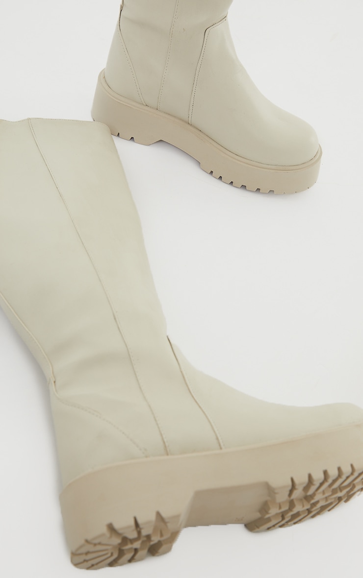 cream knee high boots