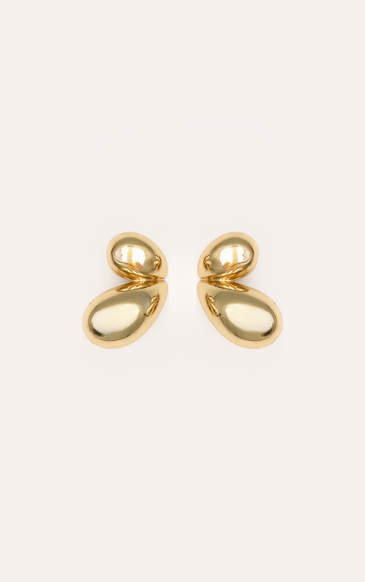 Gold Double Drop Stud Earrings image 2