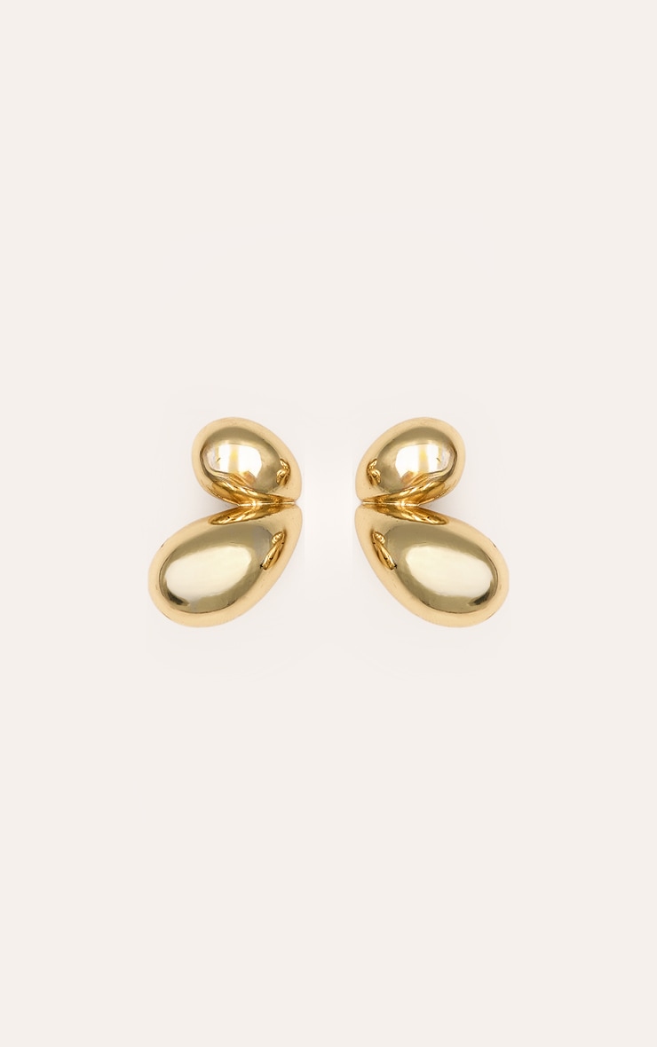 Gold Double Drop Stud Earrings image 2