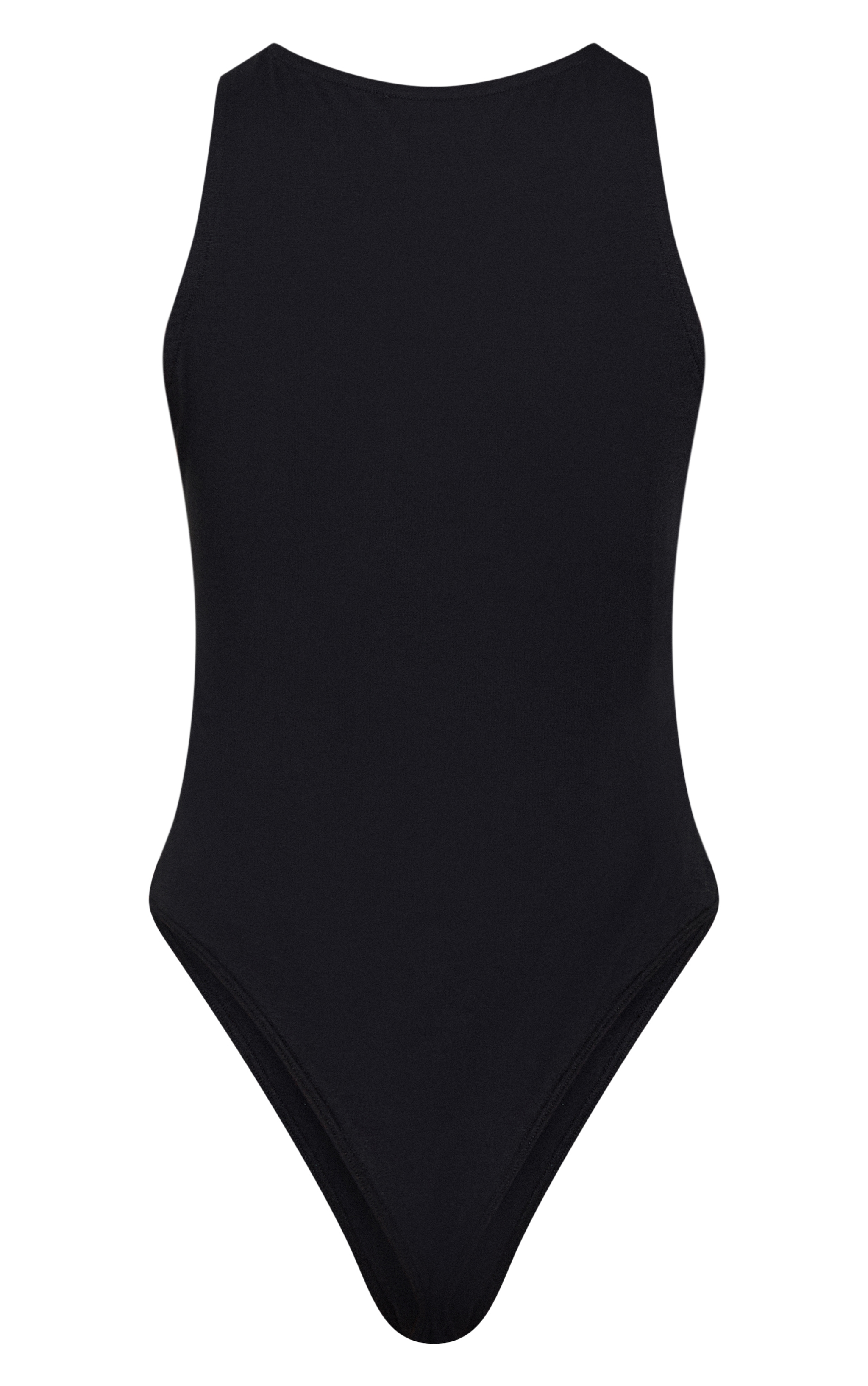 Black Soft Cotton Racer Sleeveless Bodysuit image 6